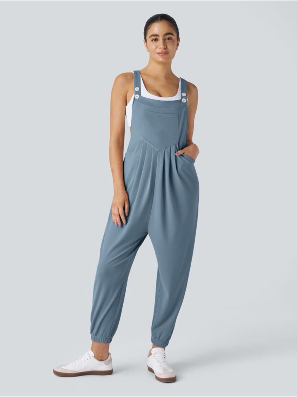Halara Pockets Waffle Casual Jogger Overalls